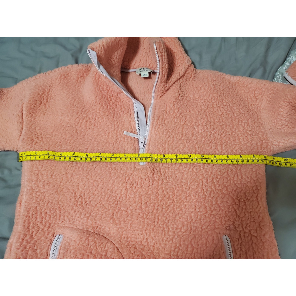J.Crew Women’s Vintage Fleece Pullover XXS Coral Pink Sherpa Half Zip FA19 - Picture 10 of 13
